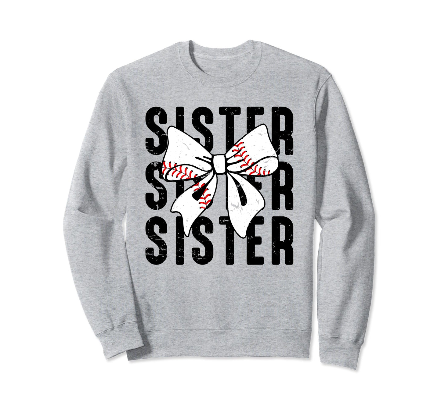 Coquette Baseball Sister Bow Baseball Sweatshirt - Unique Graphic Unisex - T-Shirt, Sweatshirt, Hoodie