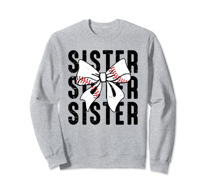 Coquette Baseball Sister Bow Baseball Sweatshirt - Unique Graphic Unisex - T-Shirt, Sweatshirt, Hoodie