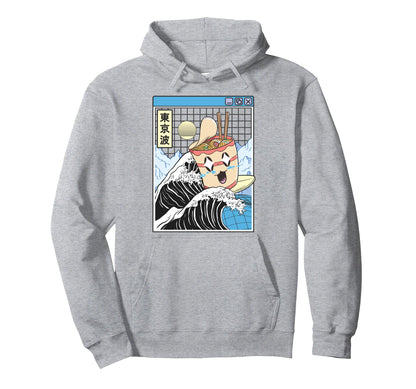 Instant Ramen Noodles Surfing Japanese Hoodie - Unique Graphic for Adults - T-Shirt, Sweatshirt, Hoodie