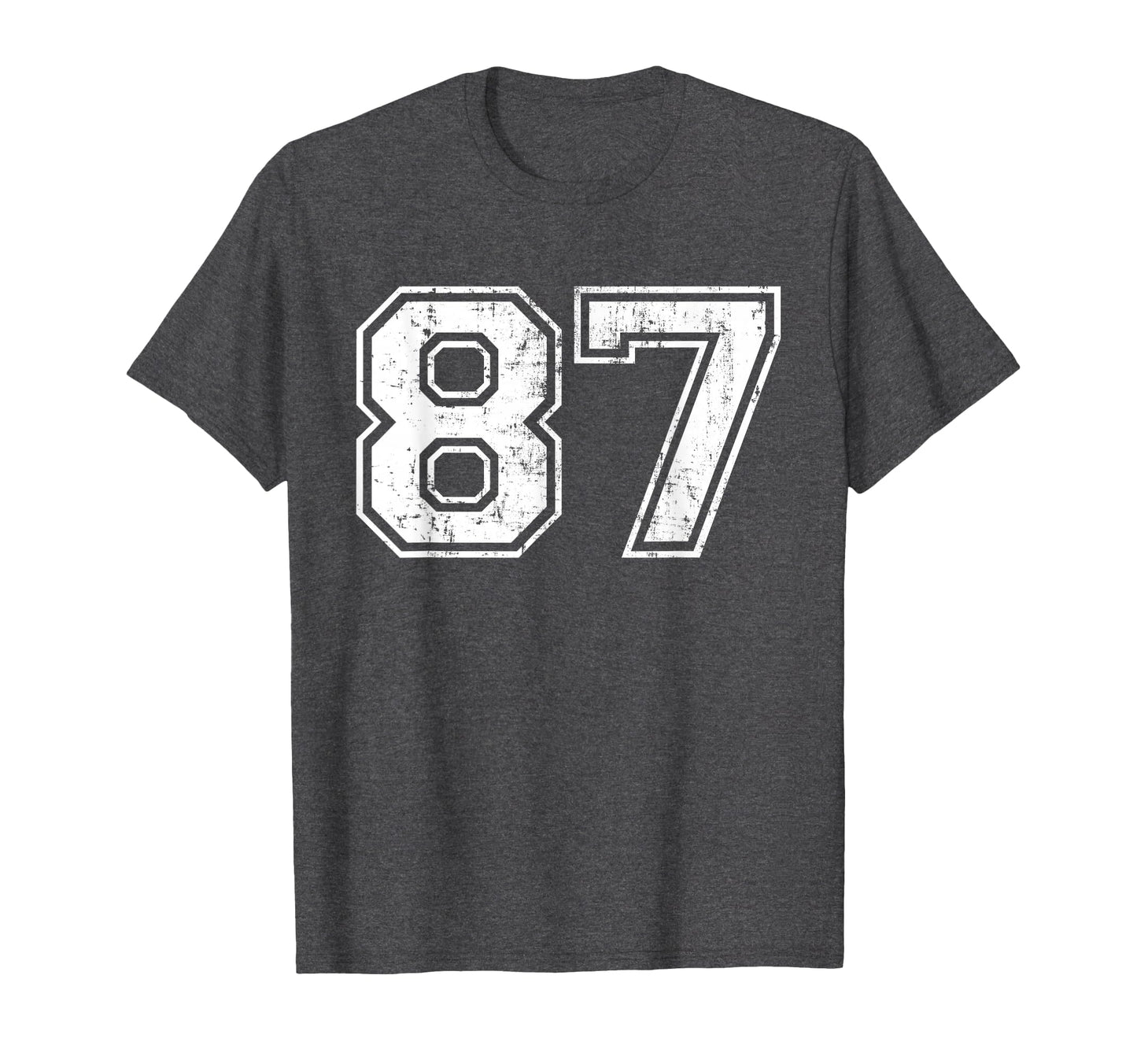 Number 87 Varsity Distressed Sports T-Shirt - Fun Novelty Design Men Women - T-Shirt, Sweatshirt, Hoodie