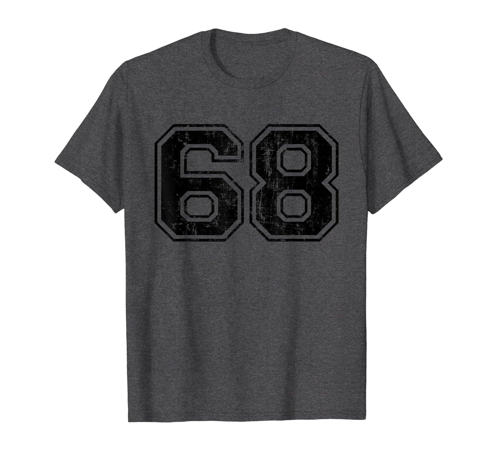 Number 68 Varsity Distressed Sport Team T-Shirt - Graphic Print for Adults - T-Shirt, Sweatshirt, Hoodie