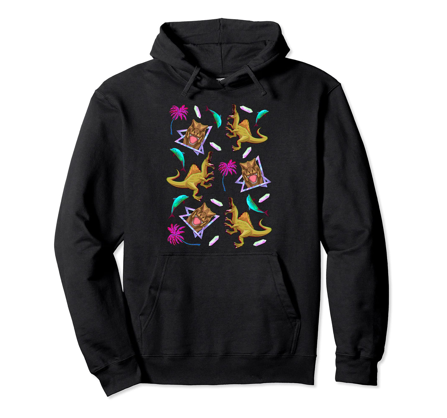 90S 80S Dolphins Dinosaur Vaporwave Hoodie - Casual Everyday Wear Unisex - T-Shirt, Sweatshirt, Hoodie