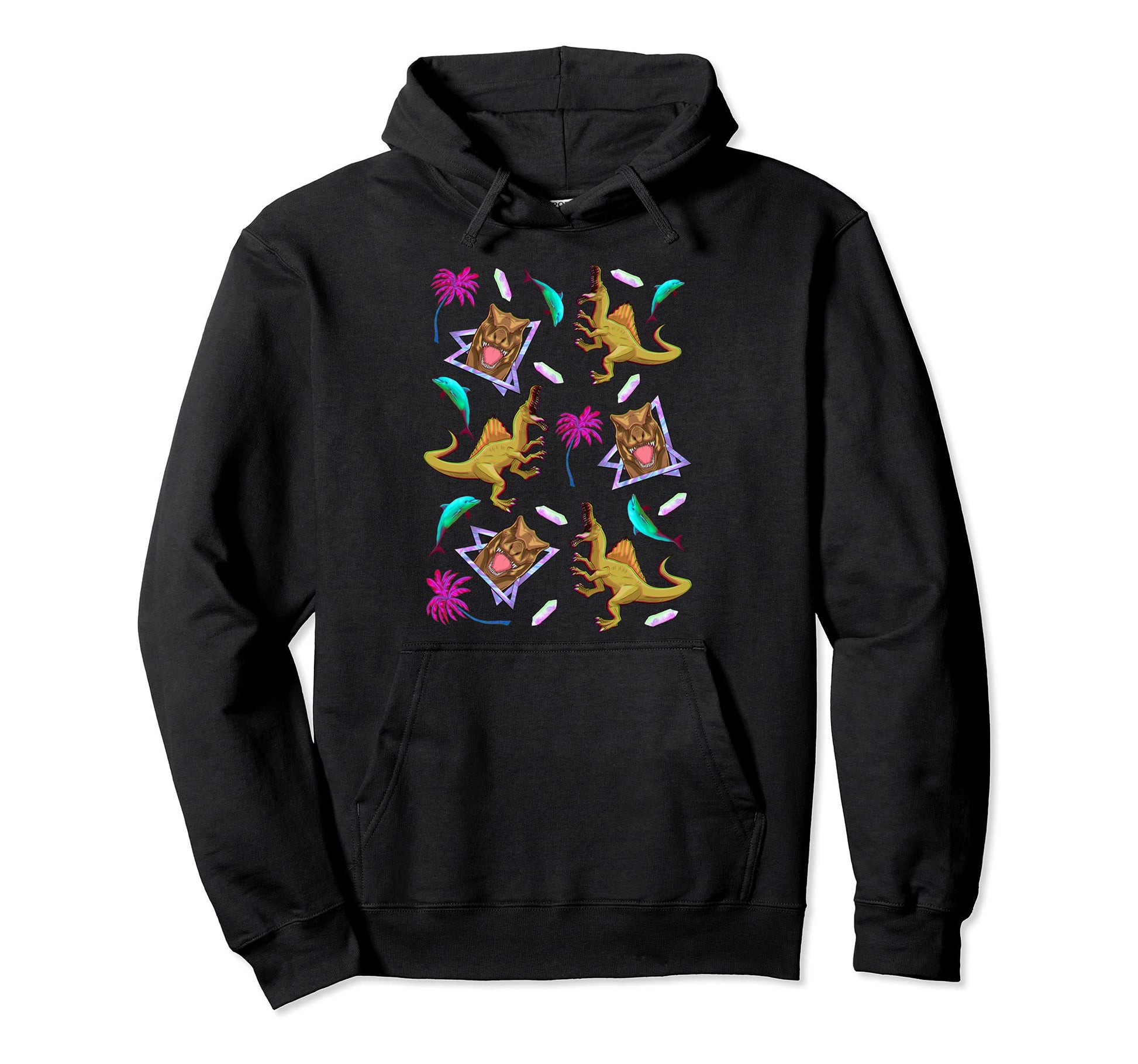 90S 80S Dolphins Dinosaur Vaporwave Hoodie - Casual Everyday Wear Unisex - T-Shirt, Sweatshirt, Hoodie