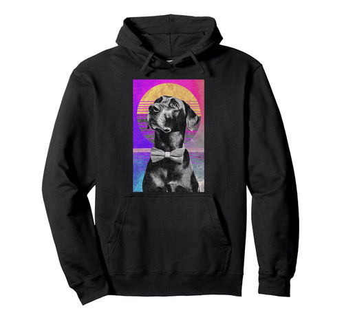 Funny Dog Bow Tie 80S Synthwave Hoodie - Streetwear Style for Adults - T-Shirt, Sweatshirt, Hoodie
