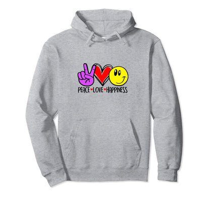 Peace Love Happiness Positivity Hoodie - Custom Art Print for Adults - T-Shirt, Sweatshirt, Hoodie