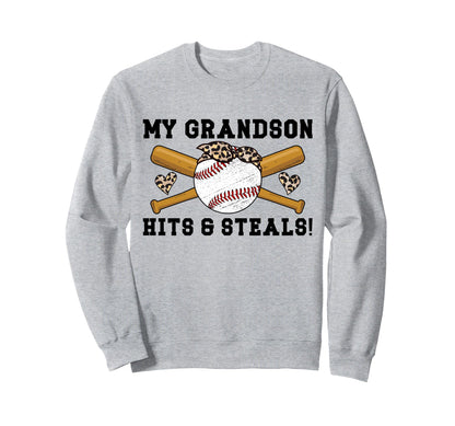 My Grandson Baseball Grandma Sweatshirt - Novelty Apparel for Adults - T-Shirt, Sweatshirt, Hoodie