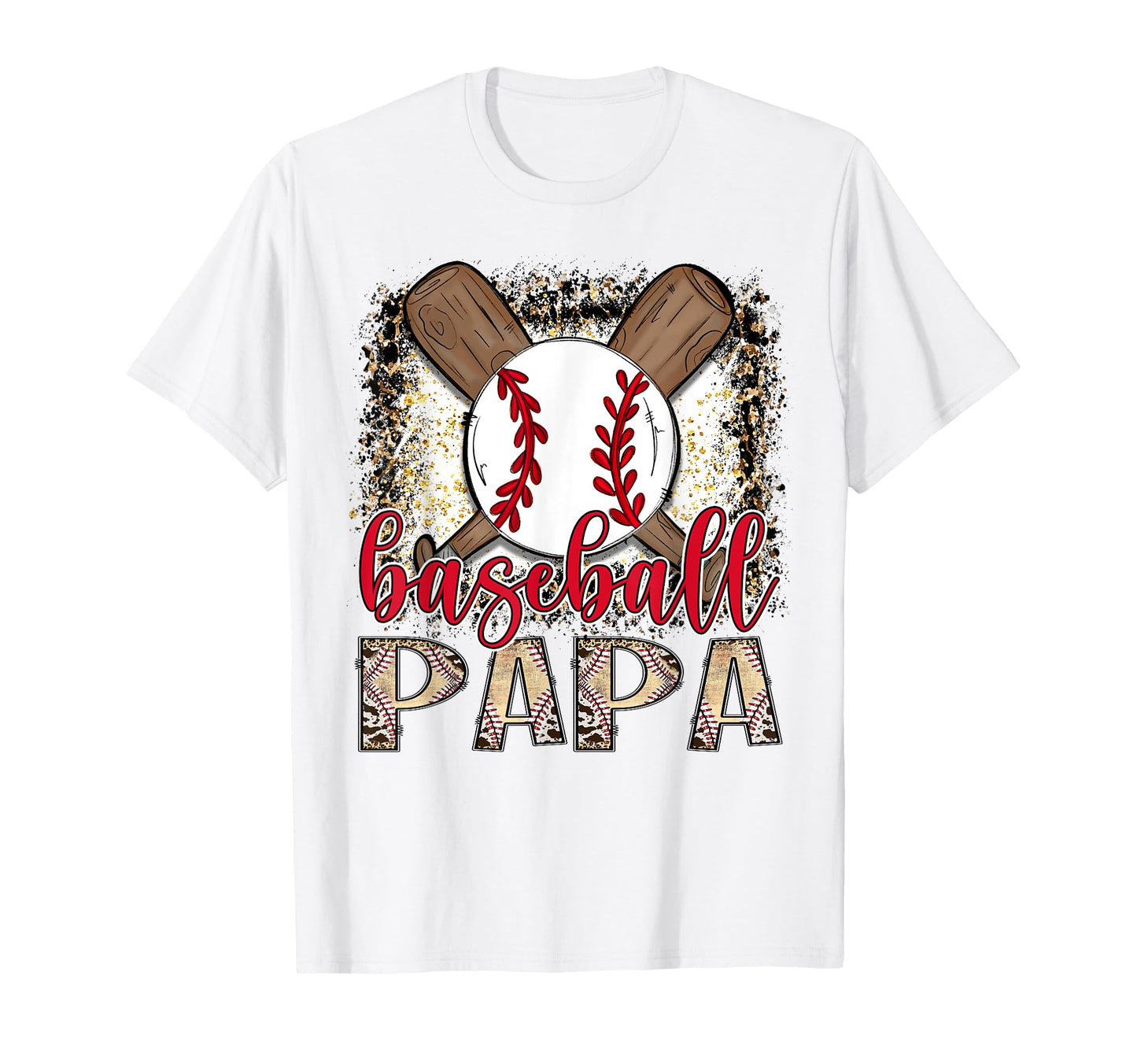 Baseball Papa Leopard Proud Ball Papa T-Shirt - Novelty Apparel for Adults - T-Shirt, Sweatshirt, Hoodie