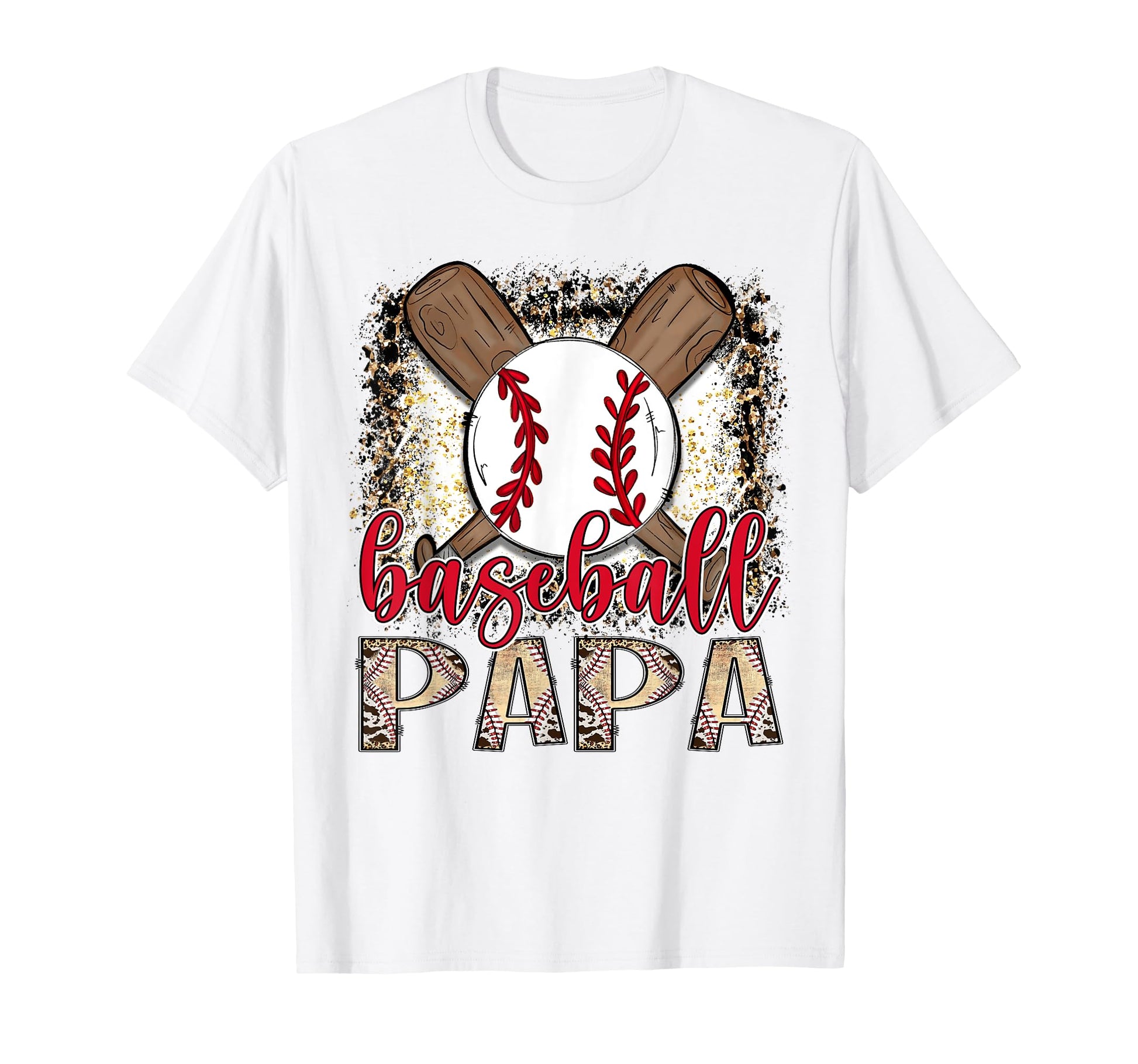 Baseball Papa Leopard Proud Ball Papa T-Shirt - Novelty Apparel for Adults - T-Shirt, Sweatshirt, Hoodie