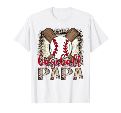 Baseball Papa Leopard Proud Ball Papa T-Shirt - Novelty Apparel for Adults - T-Shirt, Sweatshirt, Hoodie