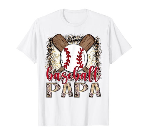 Baseball Papa Leopard Proud Ball Papa T-Shirt - Novelty Apparel for Adults - T-Shirt, Sweatshirt, Hoodie