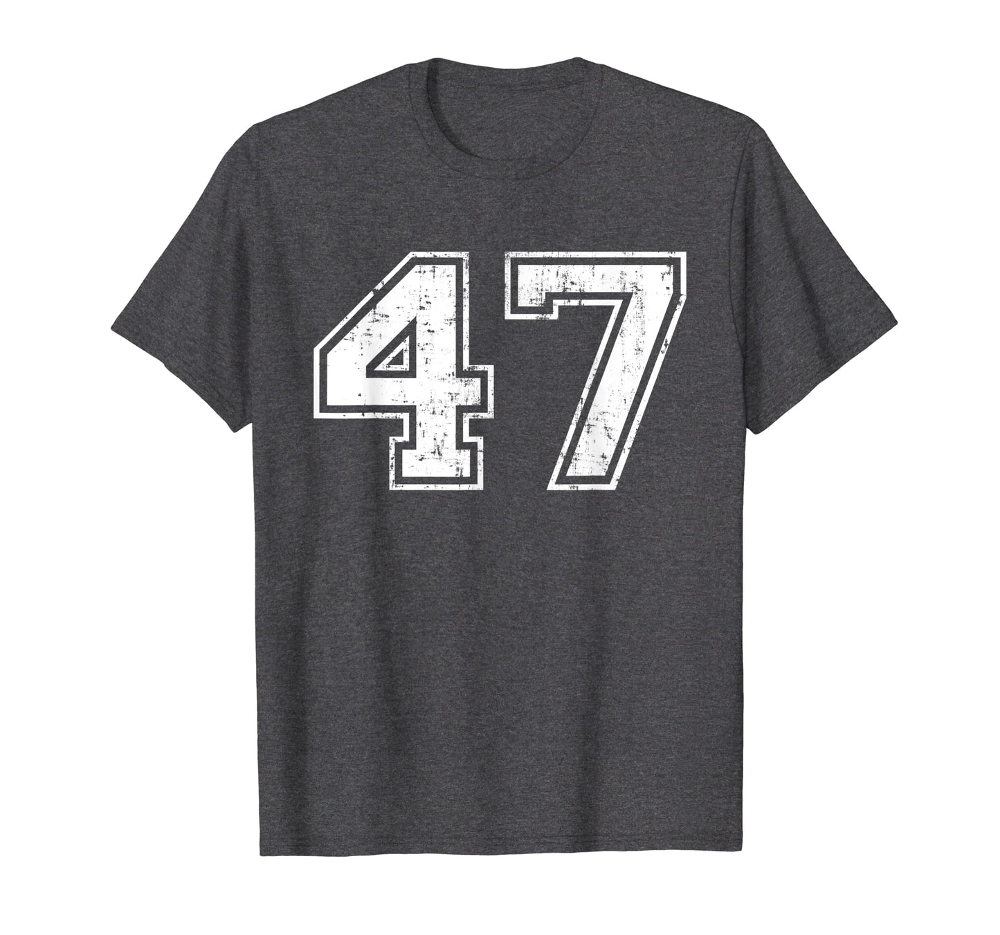 Number 47 Varsity Distressed Sports Team T-Shirt - Unique Graphic Unisex - T-Shirt, Sweatshirt, Hoodie