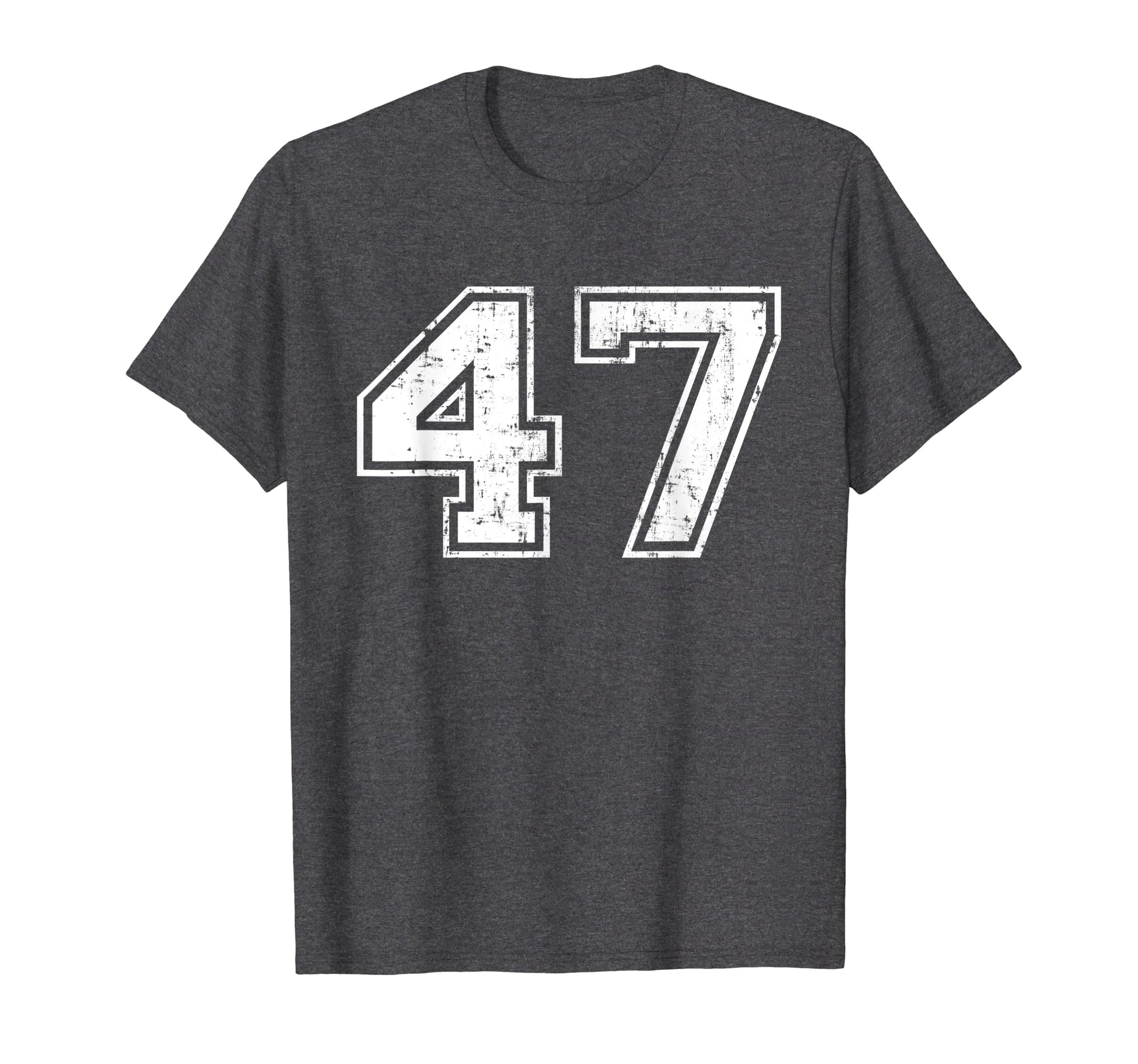 Number 47 Varsity Distressed Sports Team T-Shirt - Unique Graphic Unisex - T-Shirt, Sweatshirt, Hoodie
