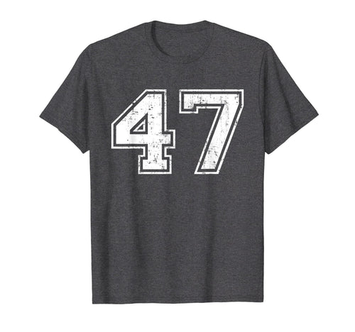 Number 47 Varsity Distressed Sports Team T-Shirt - Unique Graphic Unisex - T-Shirt, Sweatshirt, Hoodie