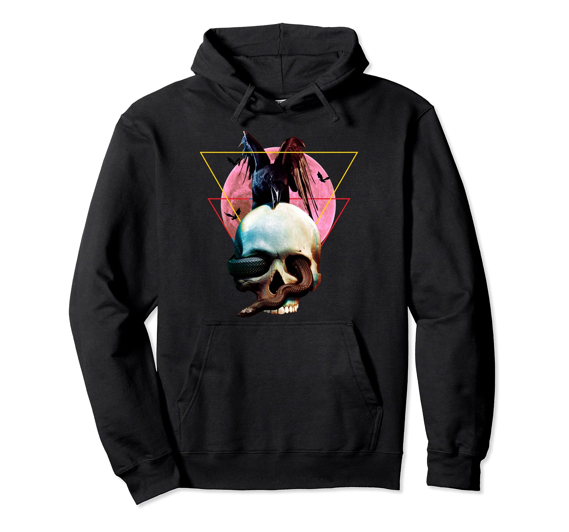 Vaporwave Skull Crow Raven Snake Hoodie - Minimalist Print Men Women - T-Shirt, Sweatshirt, Hoodie