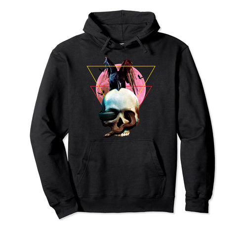Vaporwave Skull Crow Raven Snake Hoodie - Minimalist Print Men Women - T-Shirt, Sweatshirt, Hoodie