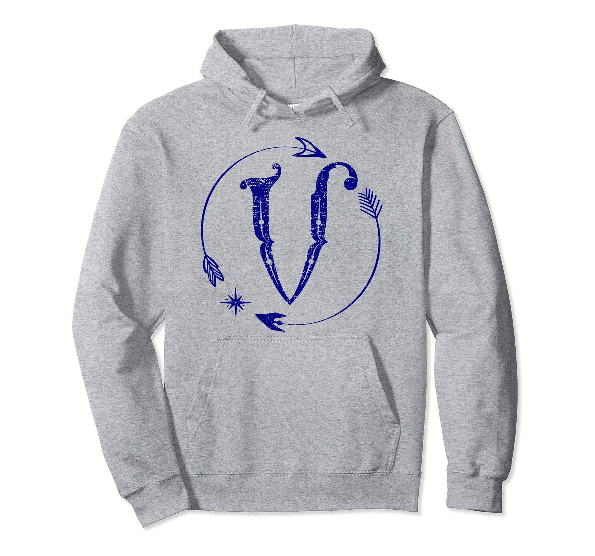 Initial V Monogram Boho Name Letter V Hoodie - Novelty Apparel Unisex - T-Shirt, Sweatshirt, Hoodie