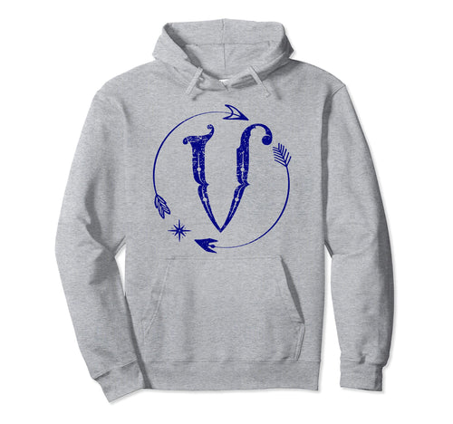 Initial V Monogram Boho Name Letter V Hoodie - Novelty Apparel Unisex - T-Shirt, Sweatshirt, Hoodie