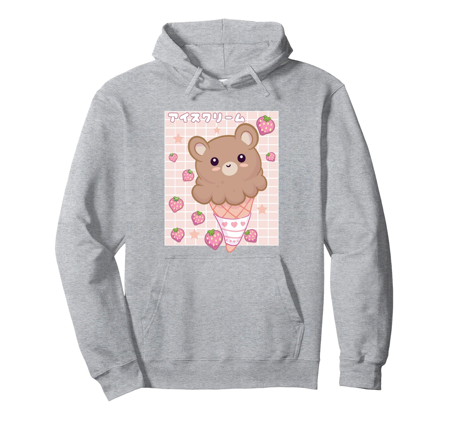 Kawaii Aesthetic Strawberry Ice Cream Hoodie - Casual Everyday Wear Unisex - T-Shirt, Sweatshirt, Hoodie