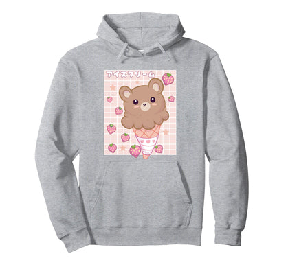 Kawaii Aesthetic Strawberry Ice Cream Hoodie - Casual Everyday Wear Unisex - T-Shirt, Sweatshirt, Hoodie