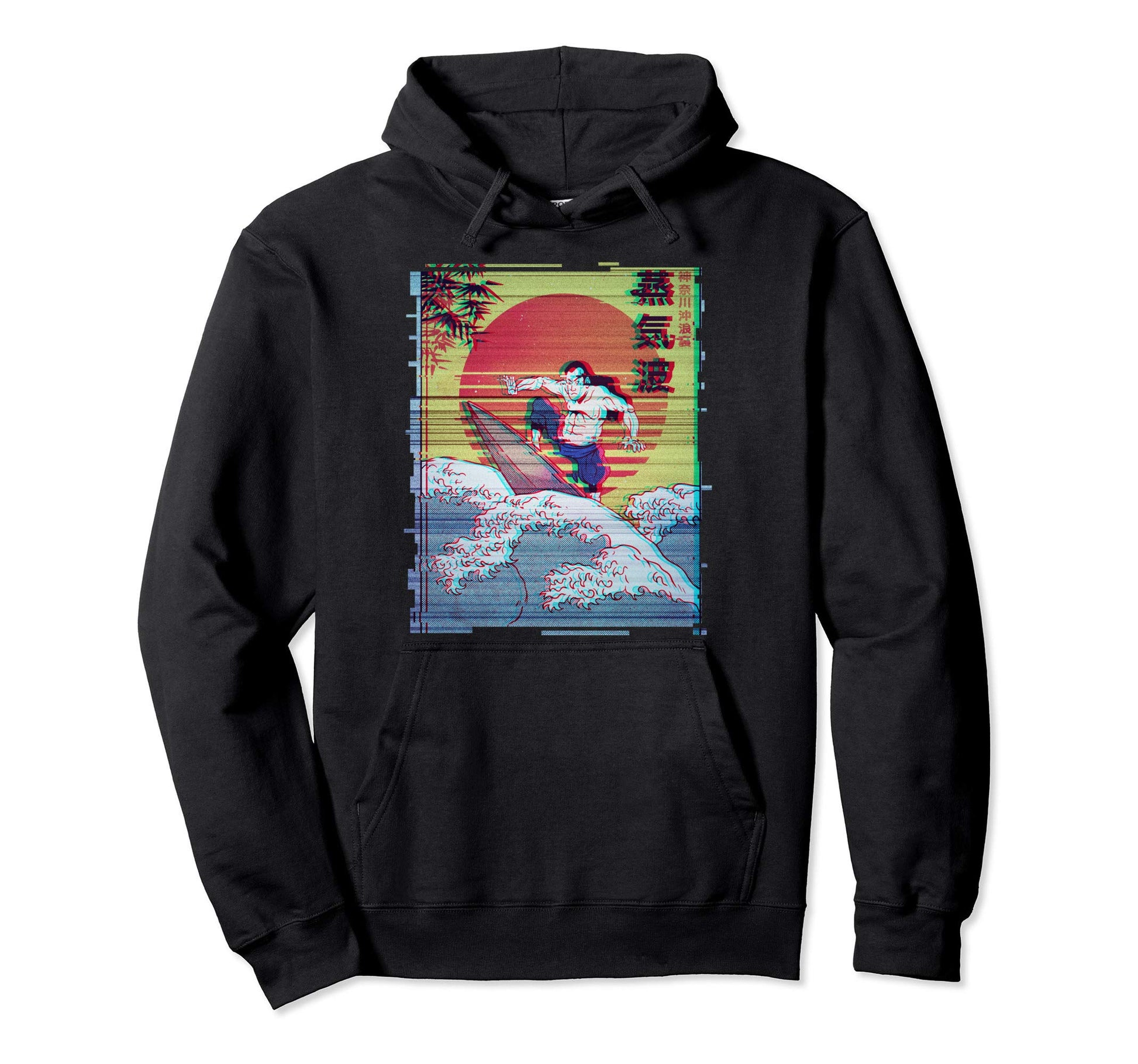 Japan Samurai Surfer Vaporwave Hoodie - Custom Art Print Men Women - T-Shirt, Sweatshirt, Hoodie