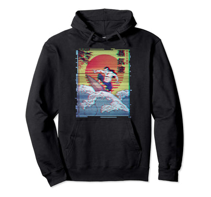 Japan Samurai Surfer Vaporwave Hoodie - Custom Art Print Men Women - T-Shirt, Sweatshirt, Hoodie