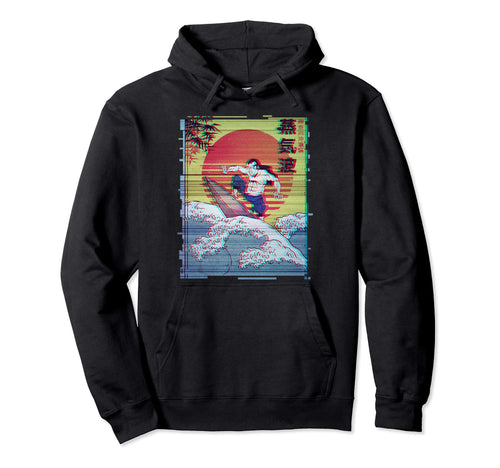 Japan Samurai Surfer Vaporwave Hoodie - Custom Art Print Men Women - T-Shirt, Sweatshirt, Hoodie
