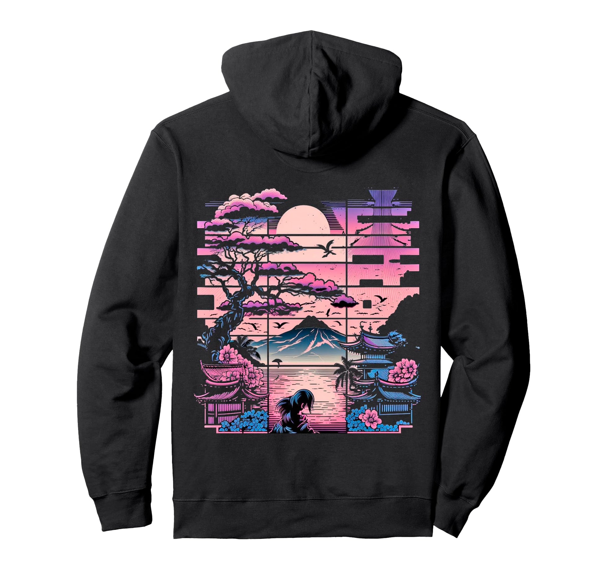 Backprint Japan Aesthetic Vaporwave Hoodie - Aesthetic Graphic Unisex - T-Shirt, Sweatshirt, Hoodie