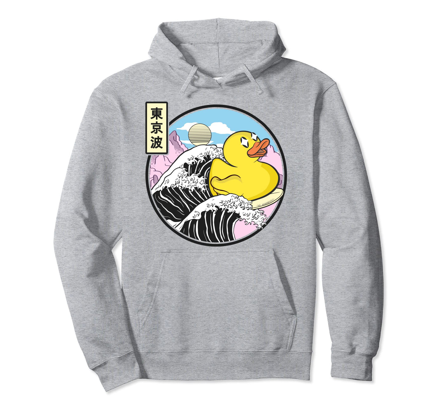 Surfing Rubber Duck Kanagawa Wave Hoodie - Graphic Print for Adults - T-Shirt, Sweatshirt, Hoodie