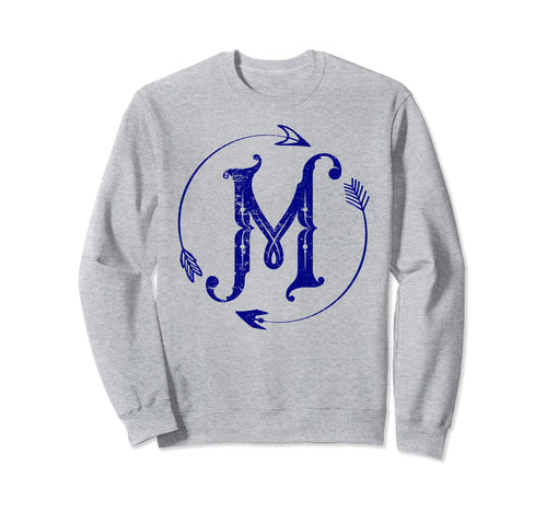 Initial M Monogram Boho Name Letter M Sweatshirt - Unique Graphic Men Women - T-Shirt, Sweatshirt, Hoodie