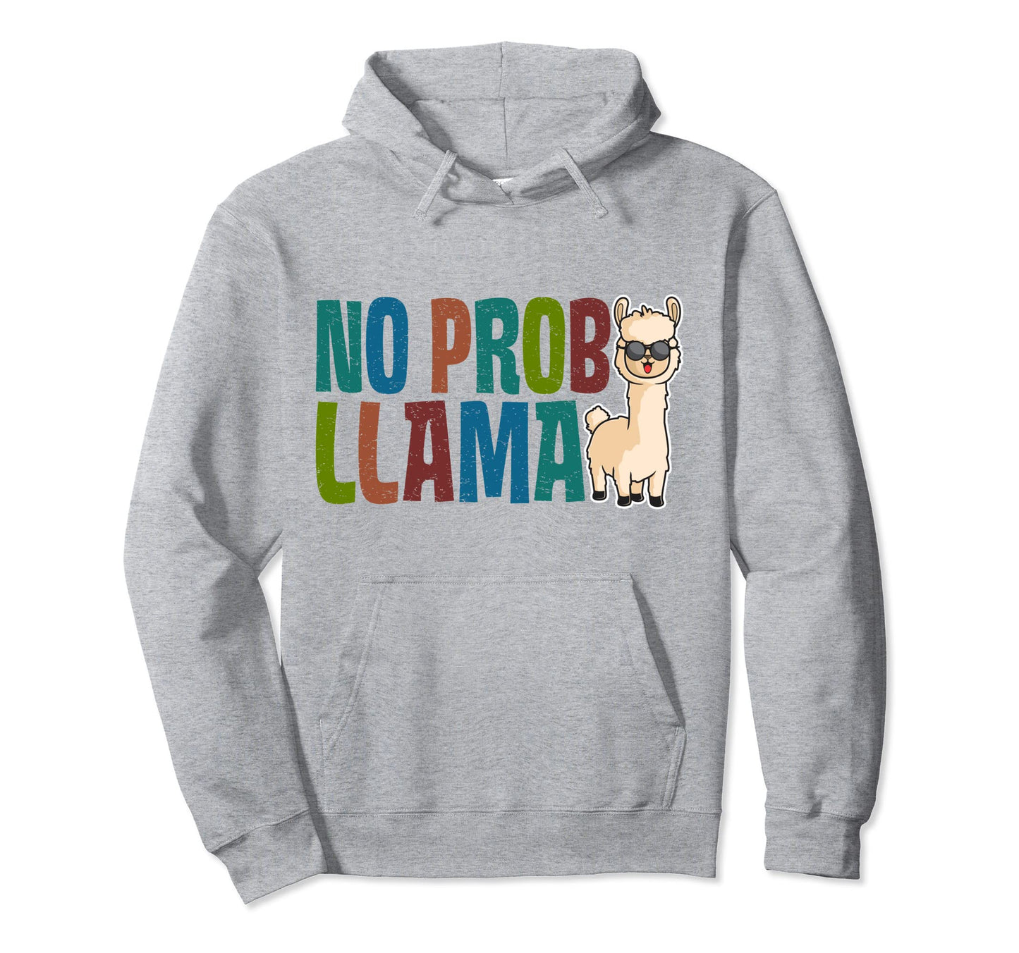 No Prob Llama Rainbow Funny Animal Hoodie - Aesthetic Graphic for Adults - T-Shirt, Sweatshirt, Hoodie