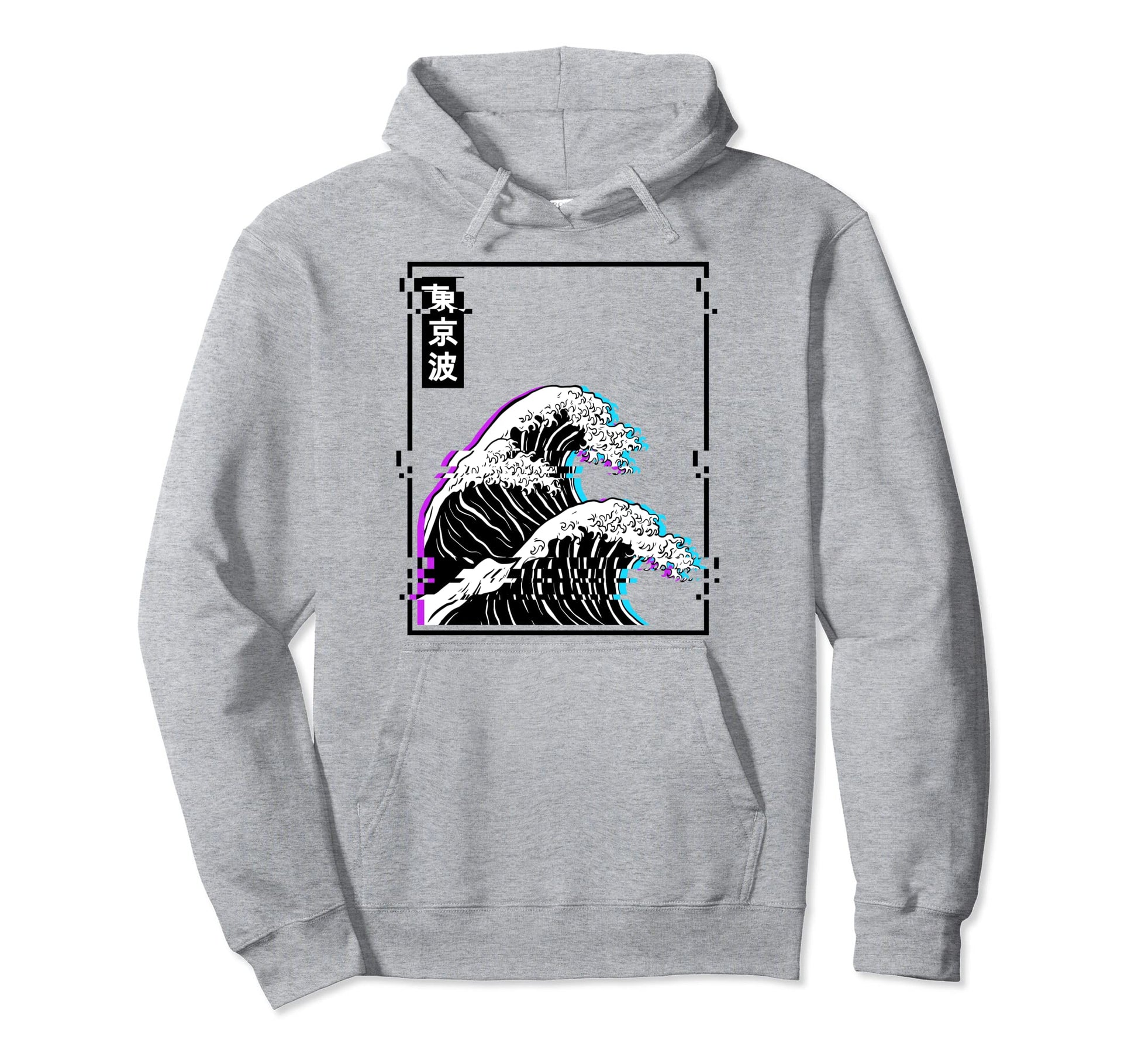 Japanese Wave Glitch Pastel Goth Art Hoodie - Trendy Graphic Unisex - T-Shirt, Sweatshirt, Hoodie