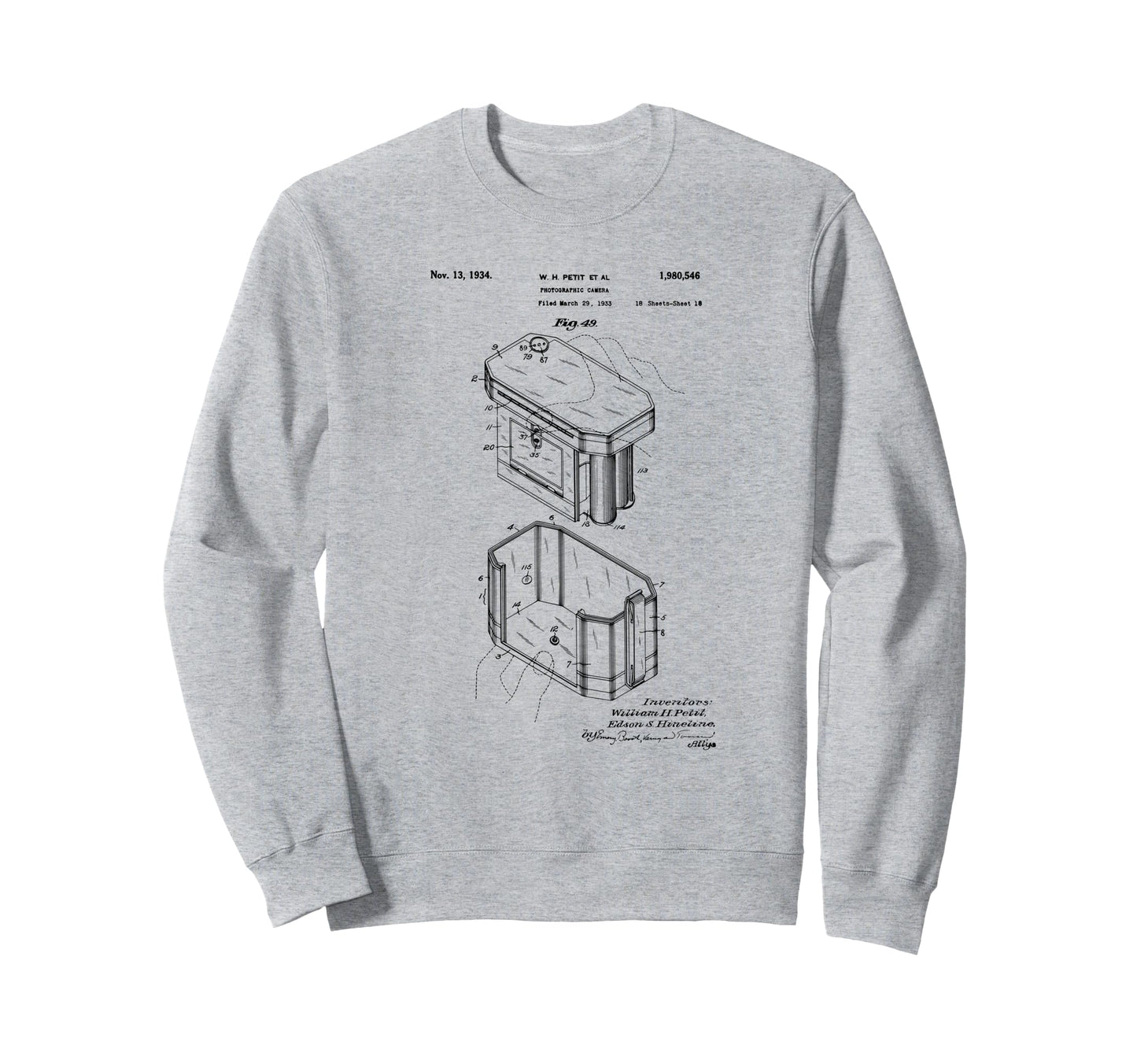Camera Photographic Patent 1934 Drawing Sweatshirt - Unique Graphic Unisex - T-Shirt, Sweatshirt, Hoodie