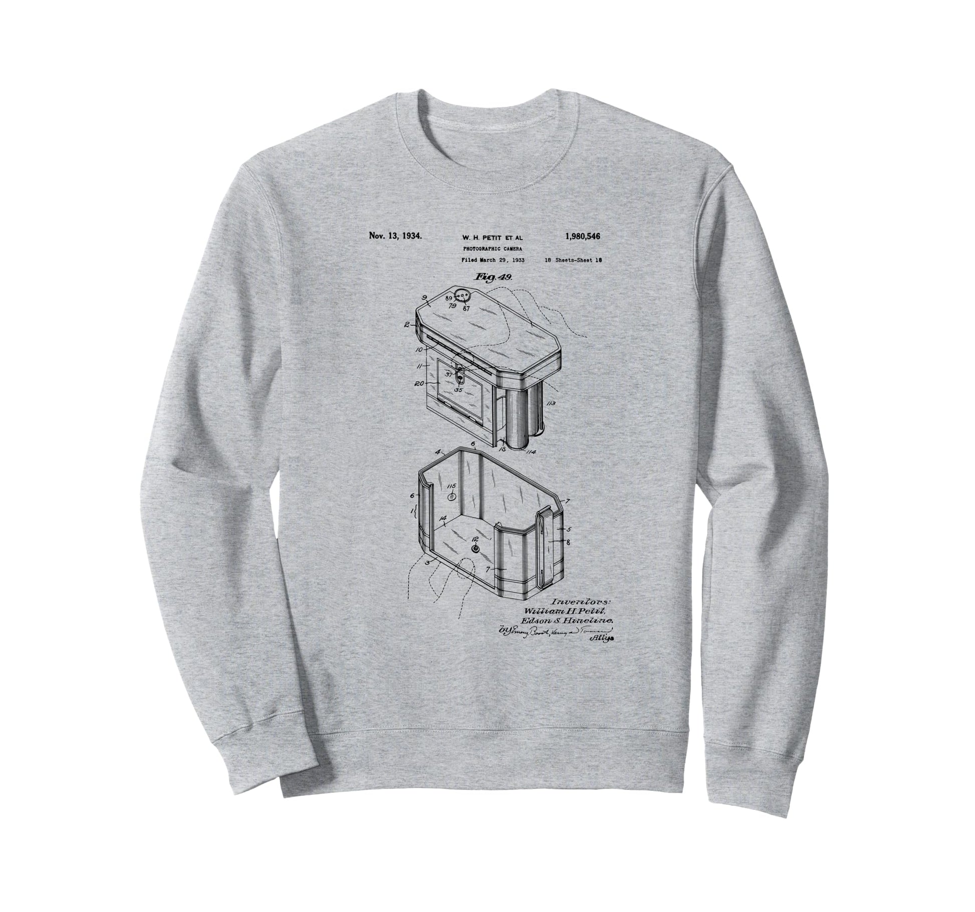Camera Photographic Patent 1934 Drawing Sweatshirt - Unique Graphic Unisex - T-Shirt, Sweatshirt, Hoodie