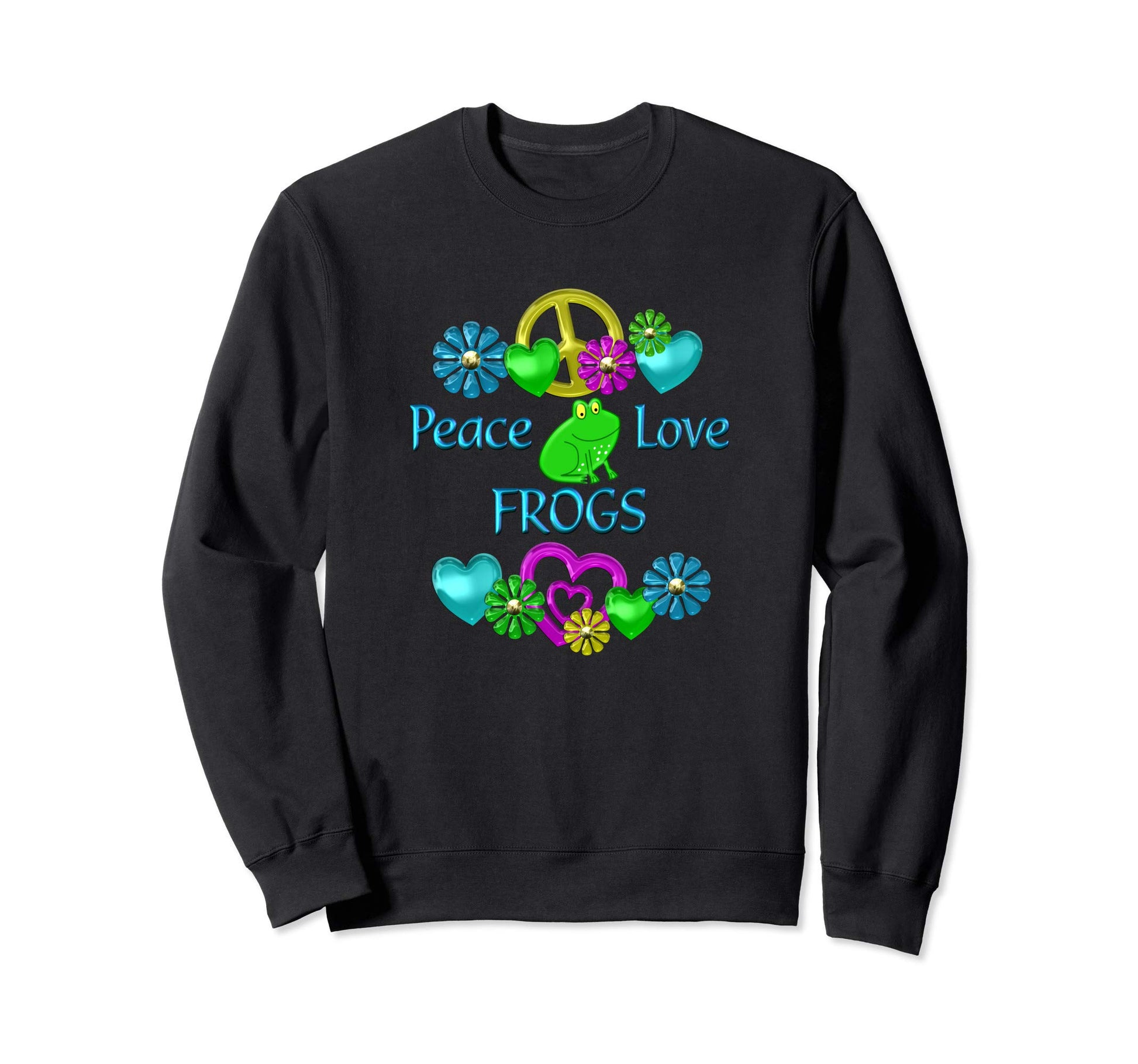 Peace Love Frogs Sweatshirt - Aesthetic Graphic Men Women - T-Shirt, Sweatshirt, Hoodie