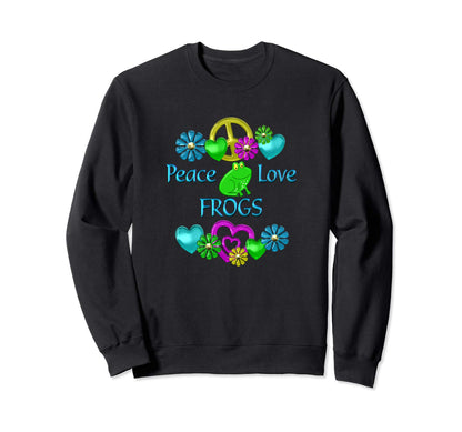 Peace Love Frogs Sweatshirt - Aesthetic Graphic Men Women - T-Shirt, Sweatshirt, Hoodie