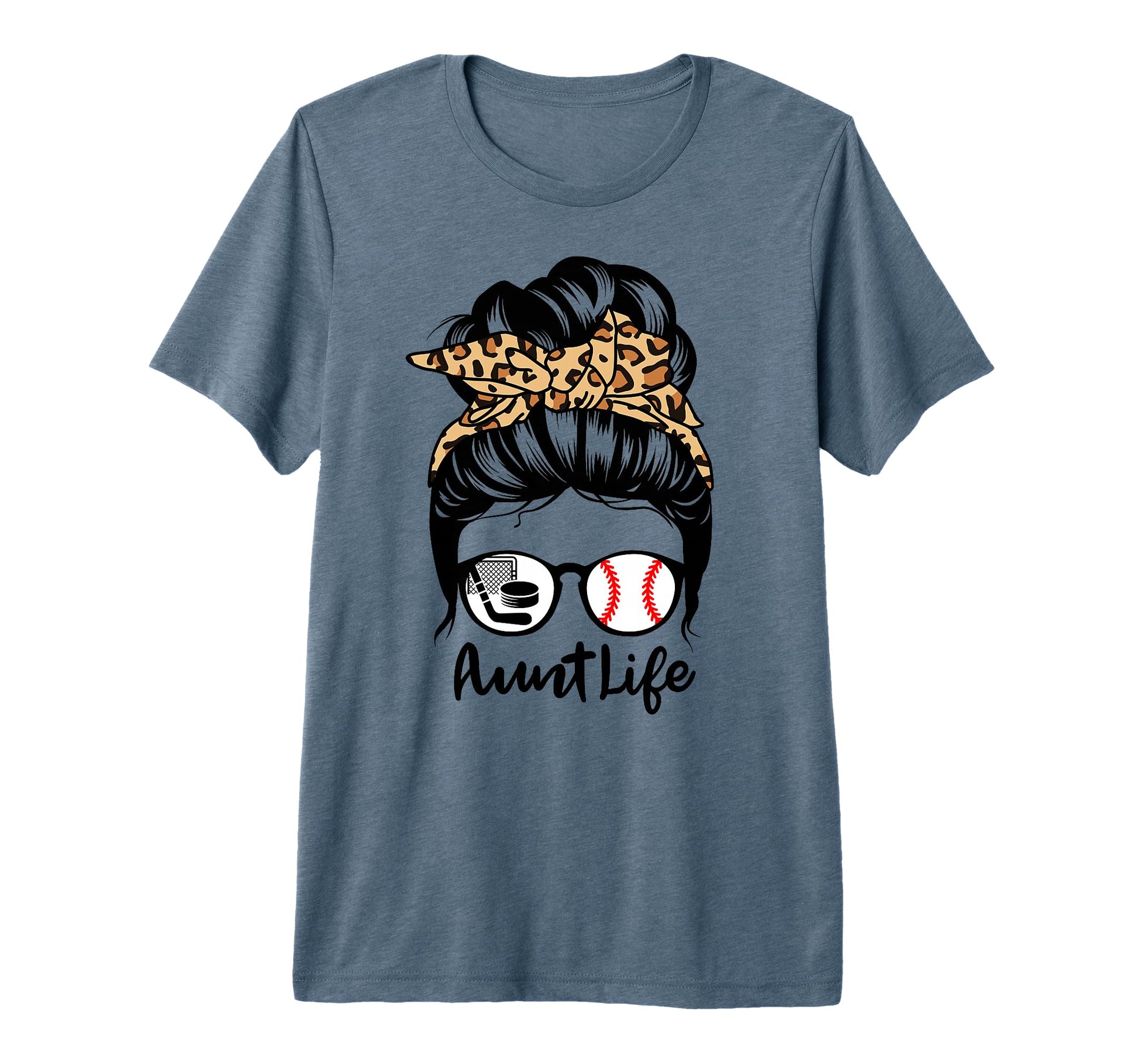 Aunt Life Messy Bun Hair Funny Baseball T-Shirt - Trendy Graphic Men Women - T-Shirt, Sweatshirt, Hoodie