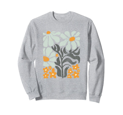 Boho Flowers Abstract Daisies Flower Sweatshirt - Aesthetic Graphic Unisex - T-Shirt, Sweatshirt, Hoodie