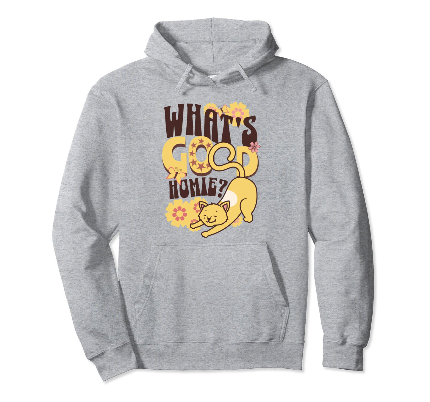 1960S Hippy Cat Boho Floral Hoodie - Trendy Graphic for Adults - T-Shirt, Sweatshirt, Hoodie