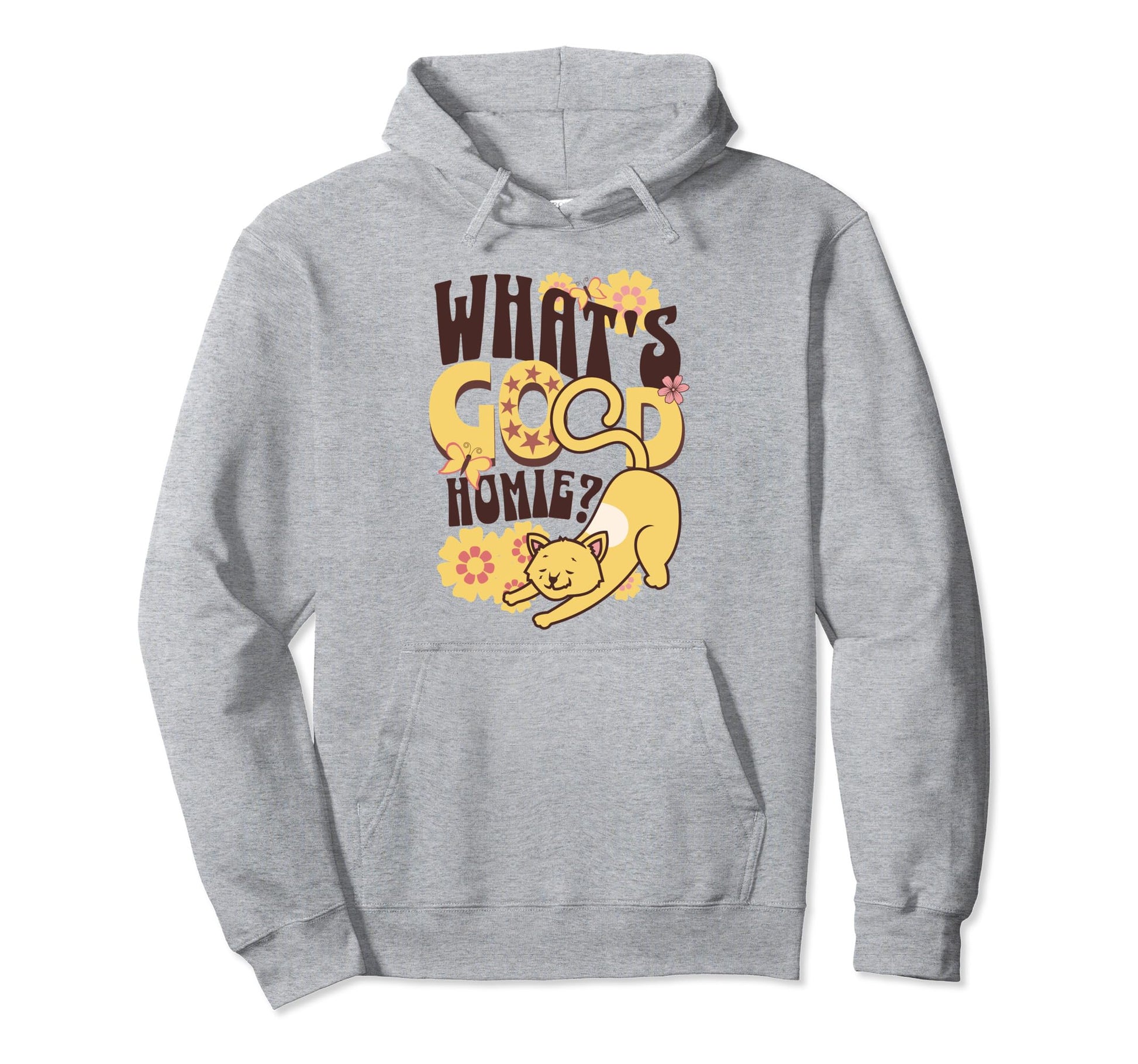 1960S Hippy Cat Boho Floral Hoodie - Trendy Graphic for Adults - T-Shirt, Sweatshirt, Hoodie