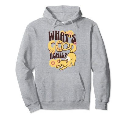 1960S Hippy Cat Boho Floral Hoodie - Trendy Graphic for Adults - T-Shirt, Sweatshirt, Hoodie