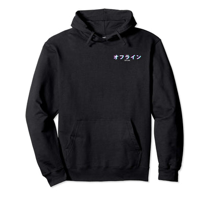 Vaporwave Aesthetic Offline Japanese Text Hoodie - Trendy Graphic Men Women - T-Shirt, Sweatshirt, Hoodie