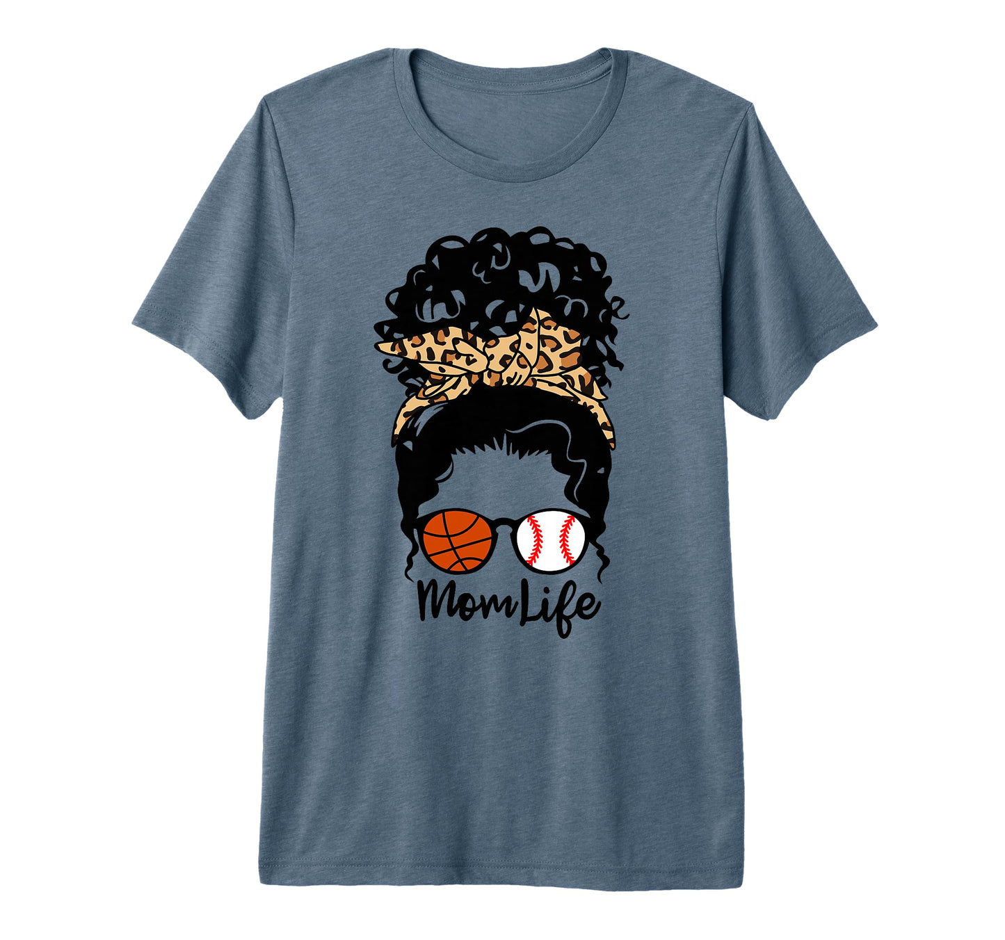 Mom Life Messy Bun Curly Hair T-Shirt - Casual Everyday Wear Unisex - T-Shirt, Sweatshirt, Hoodie