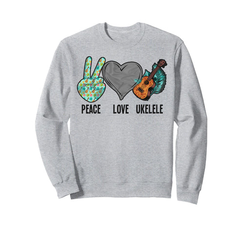 Hawaiian Ukulele Uke Peace Love Sweatshirt - Minimalist Print Men Women - T-Shirt, Sweatshirt, Hoodie