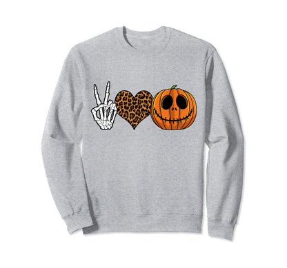 Peace Love Pumpkin Halloween Funny Sweatshirt - Minimalist Print Unisex - T-Shirt, Sweatshirt, Hoodie