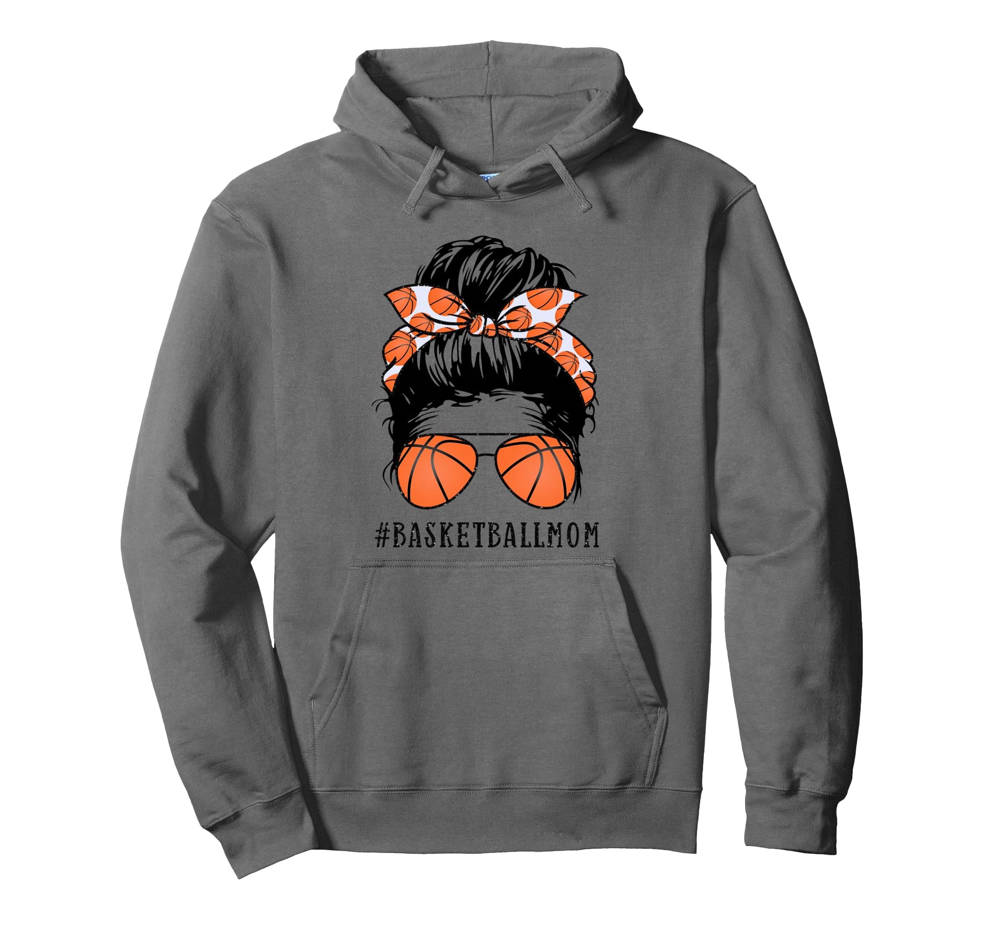 Basketball Mom Messy Bun Proud Mama Hoodie - Minimalist Print Unisex - T-Shirt, Sweatshirt, Hoodie