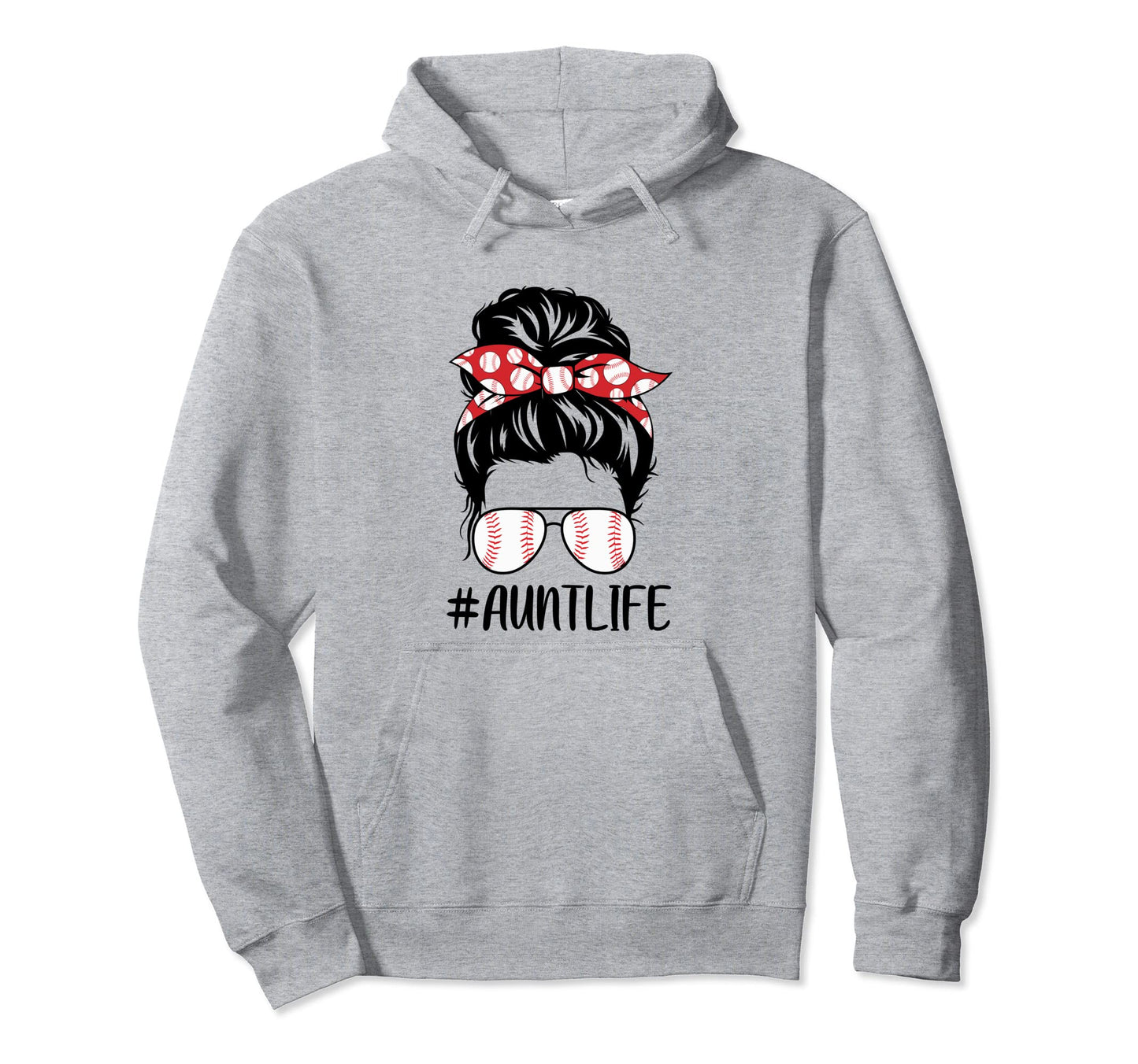 Baseball Aunt Life Messy Bun Hair Hoodie - Minimalist Print Unisex - T-Shirt, Sweatshirt, Hoodie
