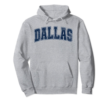 Dallas Texas Tx Varsity Sports Navy Text Hoodie - Unique Graphic Men Women - T-Shirt, Sweatshirt, Hoodie