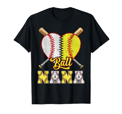 Nana Both Ball Grandpa Half Baseball T-Shirt - Novelty Apparel Unisex - T-Shirt, Sweatshirt, Hoodie