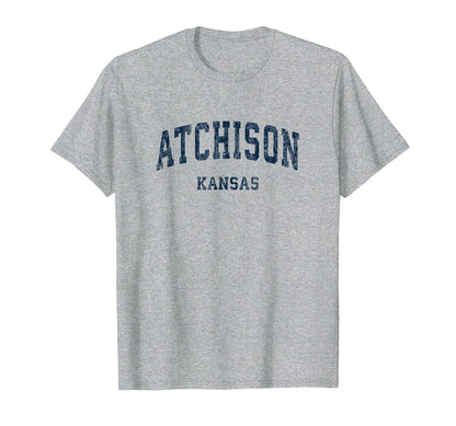 Atchison Kansas Ks Varsity Sports Navy T-Shirt - Custom Art Print Unisex - T-Shirt, Sweatshirt, Hoodie