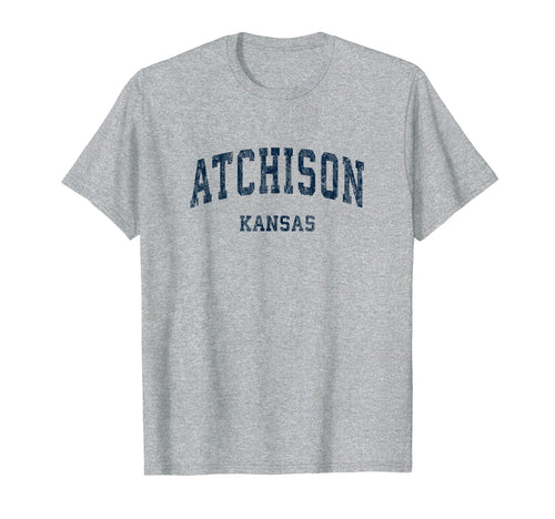 Atchison Kansas Ks Varsity Sports Navy T-Shirt - Custom Art Print Unisex - T-Shirt, Sweatshirt, Hoodie